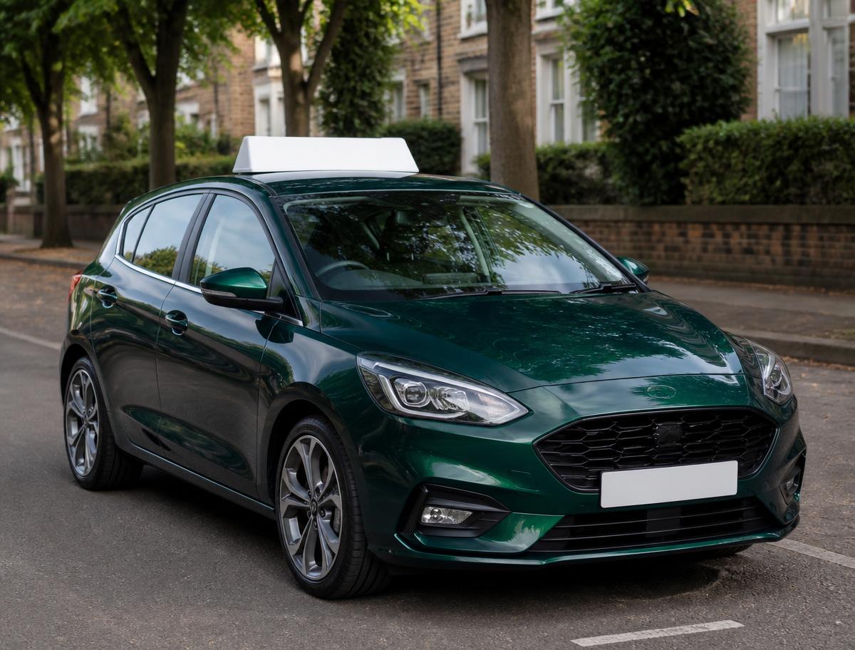 Pass and Drive branded driving school car parked on a Cambridge street